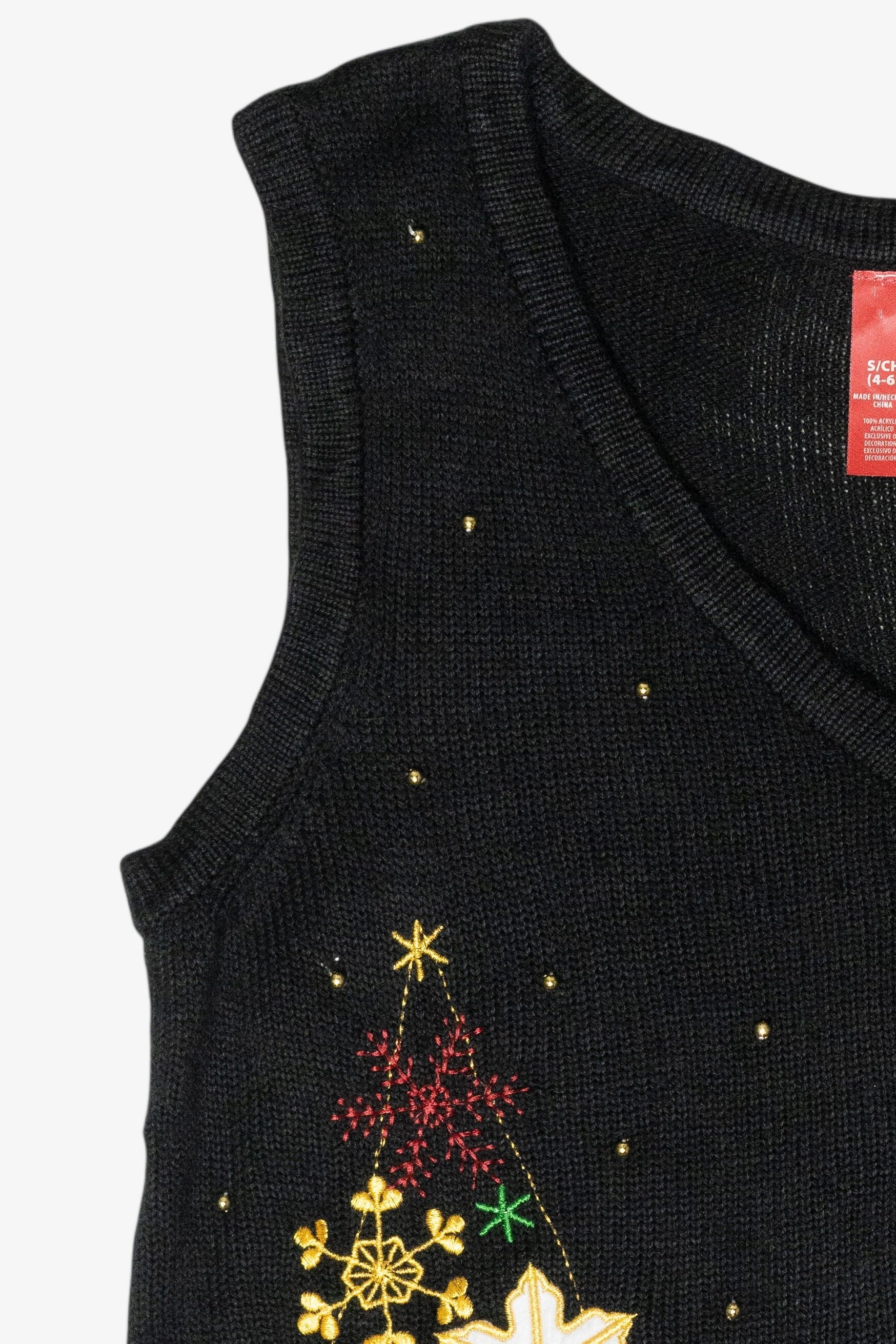 Prancing Reindeer Snowflake Vintage Ugly Christmas Sweater Vest (2000s)