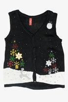 Prancing Reindeer Snowflake Vintage Ugly Christmas Sweater Vest (2000s)
