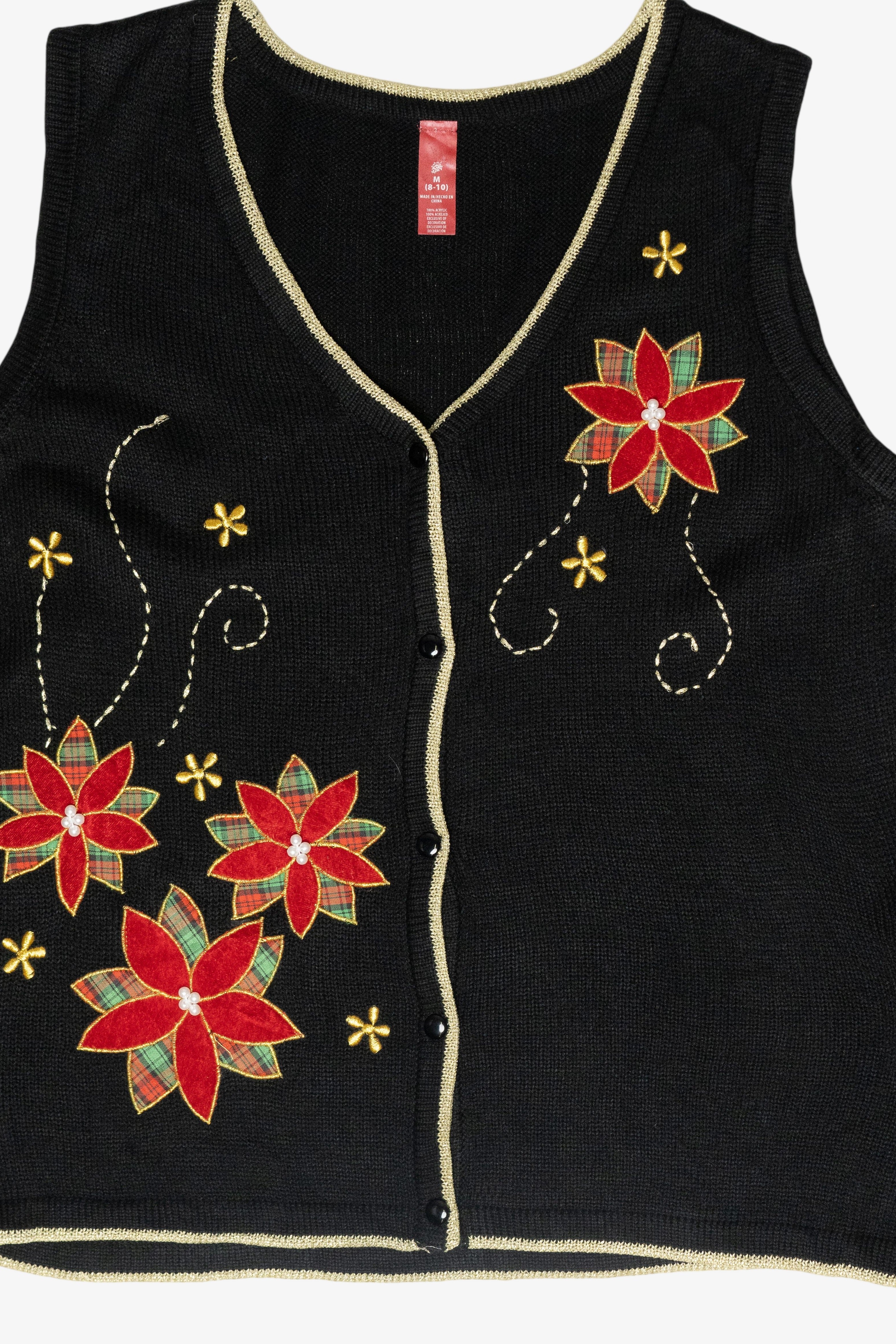 Holly Flowers Vintage Ugly Christmas Sweater Vest (2000s)