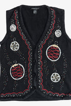 Vintage Beaded Ornaments Ugly Christmas Vest (1990s)