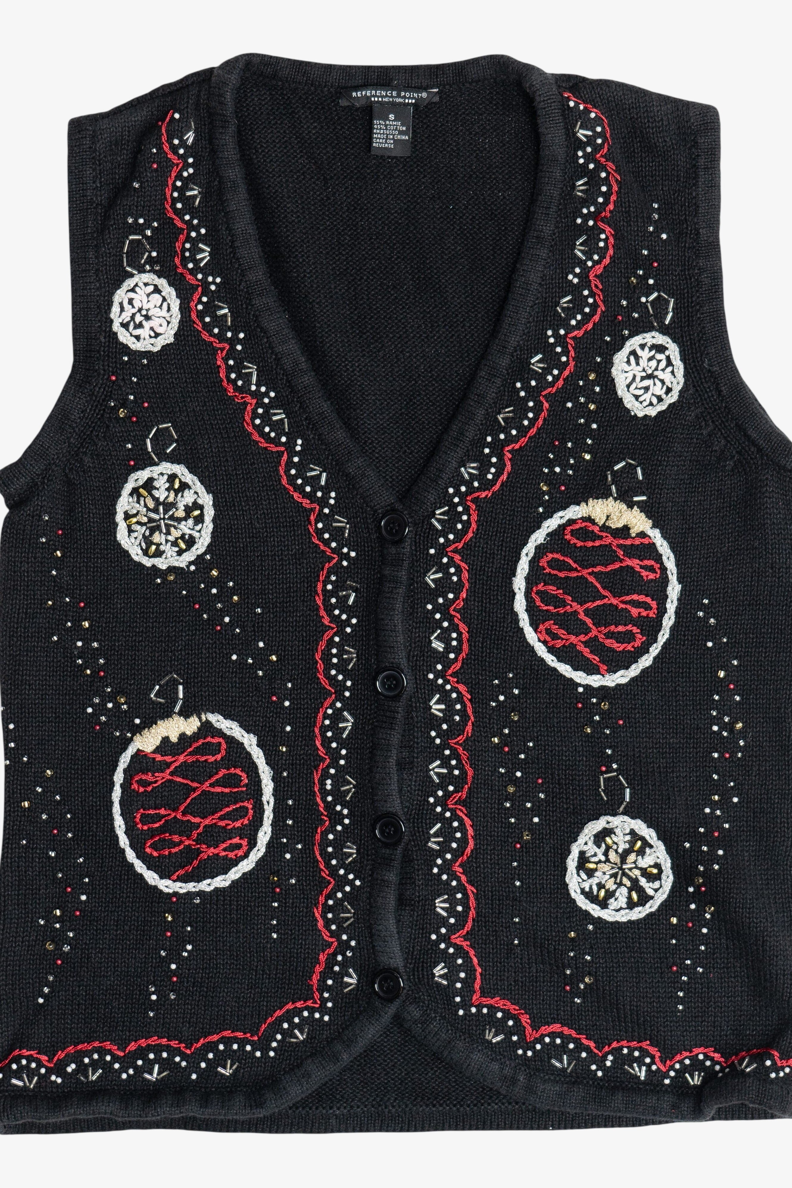 Vintage Beaded Ornaments Ugly Christmas Vest (1990s)