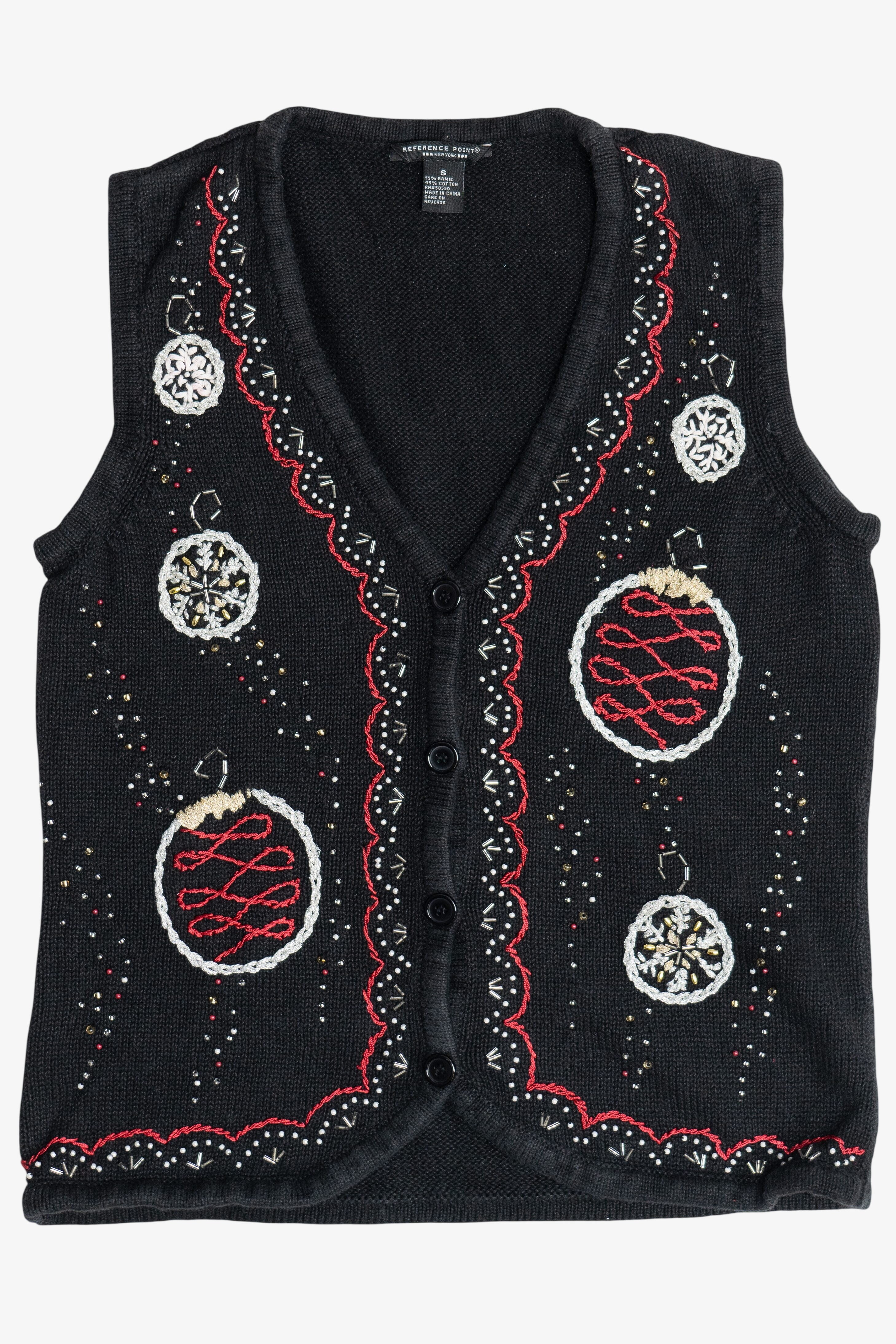 Vintage Beaded Ornaments Ugly Christmas Vest (1990s)