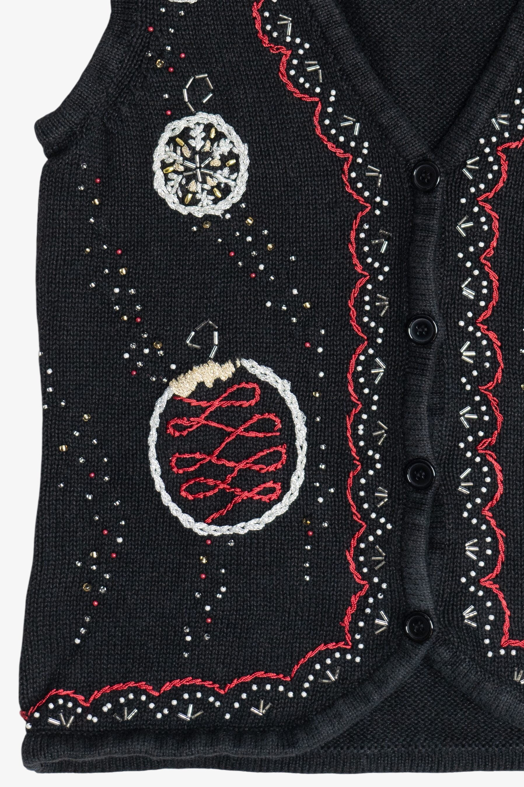 Vintage Beaded Ornaments Ugly Christmas Vest (1990s)
