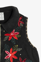 Vintage Beaded Poinsettia Ugly Christmas Vest (1990s)