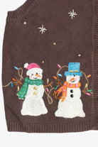 Vintage Brown Heirloom Collectibles Snowmen Ugly Christmas Vest (1990s)