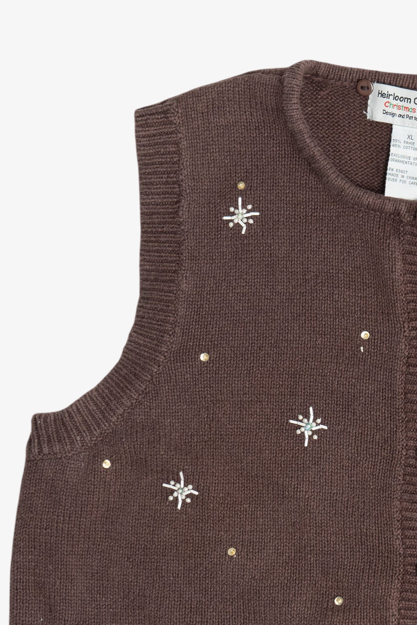 Vintage Brown Heirloom Collectibles Snowmen Ugly Christmas Vest (1990s)