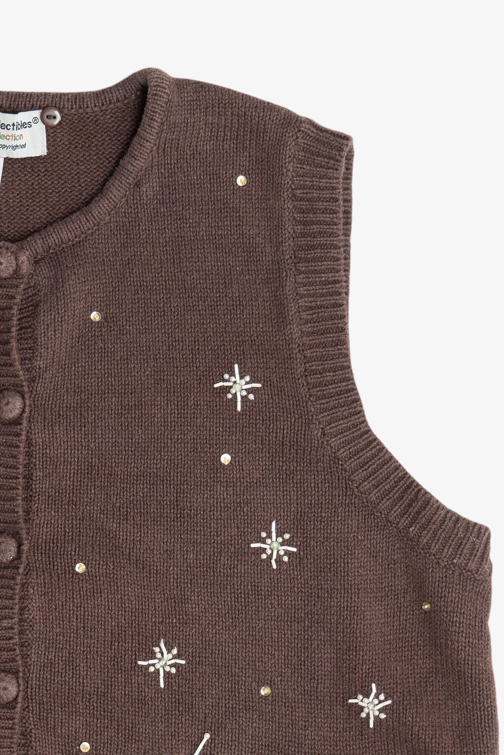 Vintage Brown Heirloom Collectibles Snowmen Ugly Christmas Vest (1990s)