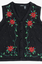 Vintage Jason Maxwell Poinsettias Ugly Christmas Vest (1990s)
