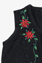 Vintage Jason Maxwell Poinsettias Ugly Christmas Vest (1990s)