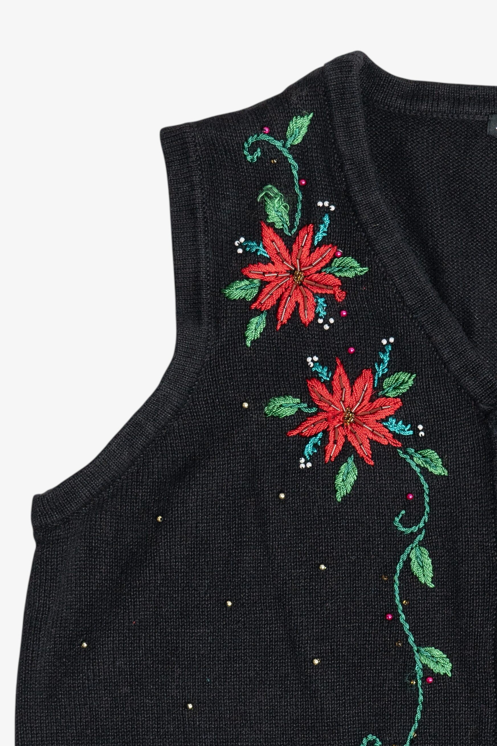 Vintage Jason Maxwell Poinsettias Ugly Christmas Vest (1990s)