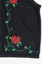 Vintage Jason Maxwell Poinsettias Ugly Christmas Vest (1990s)