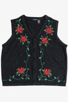 Vintage Jason Maxwell Poinsettias Ugly Christmas Vest (1990s)