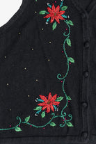 Vintage Jason Maxwell Poinsettias Ugly Christmas Vest (1990s)