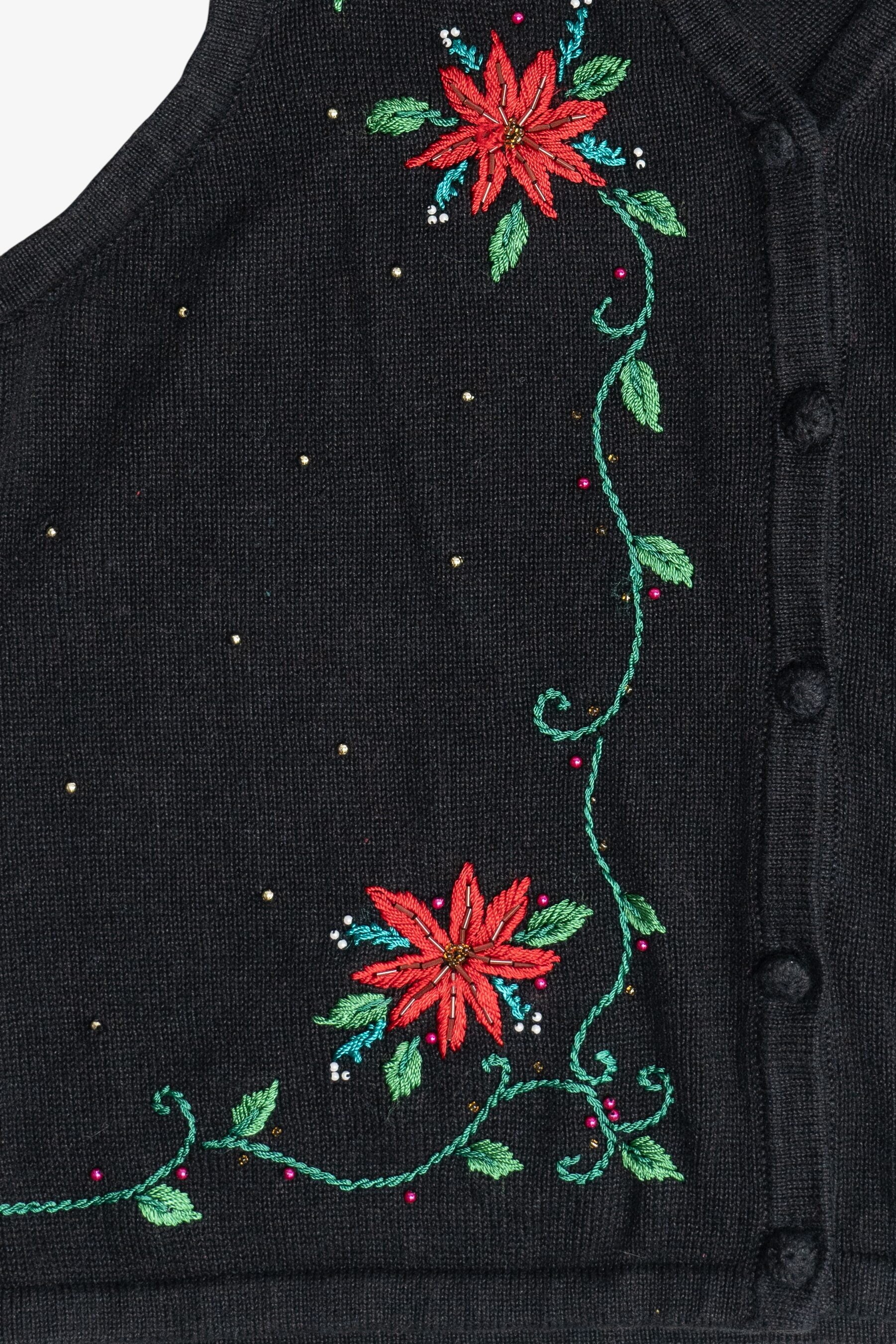 Vintage Jason Maxwell Poinsettias Ugly Christmas Vest (1990s)