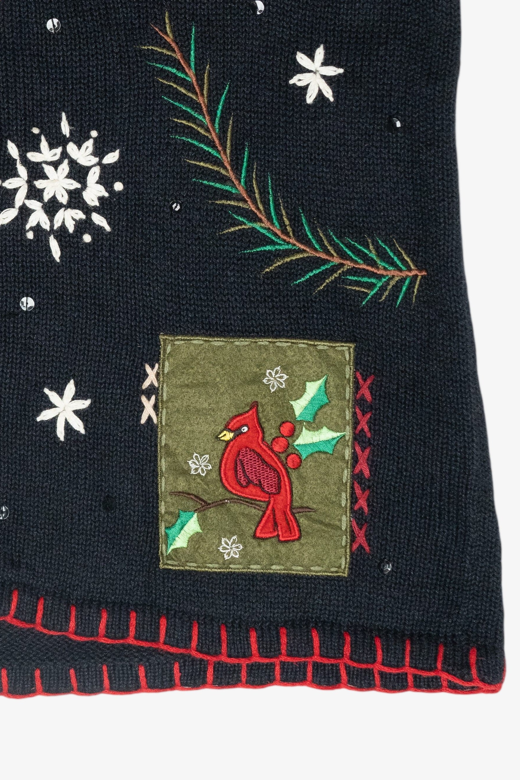 Cozy Cardinal Vintage Ugly Christmas Sweater Vest (1990s)