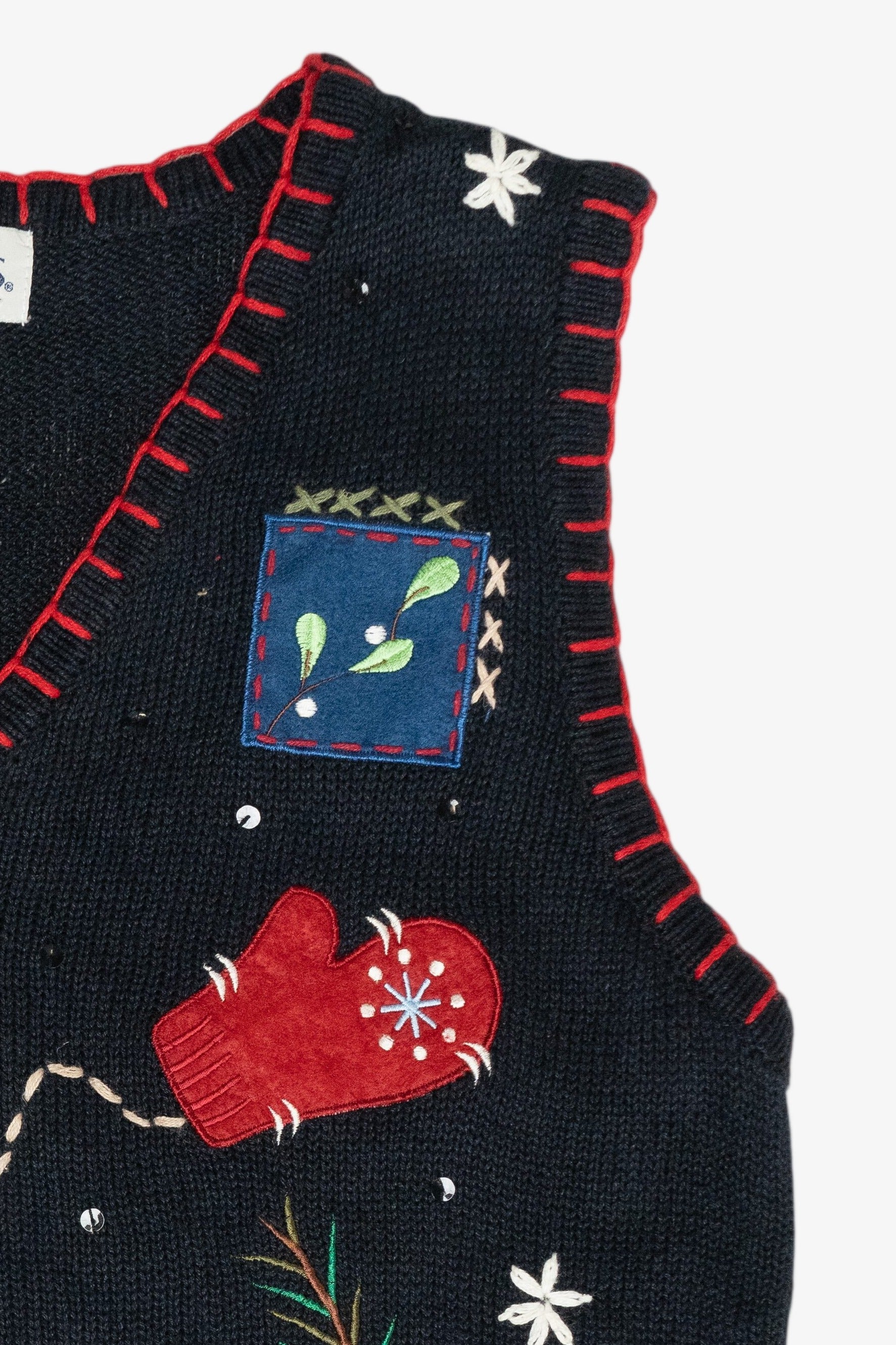 Cozy Cardinal Vintage Ugly Christmas Sweater Vest (1990s)