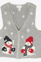 Cozy Snowmen Vintage Ugly Christmas Sweater Vest (1990s)