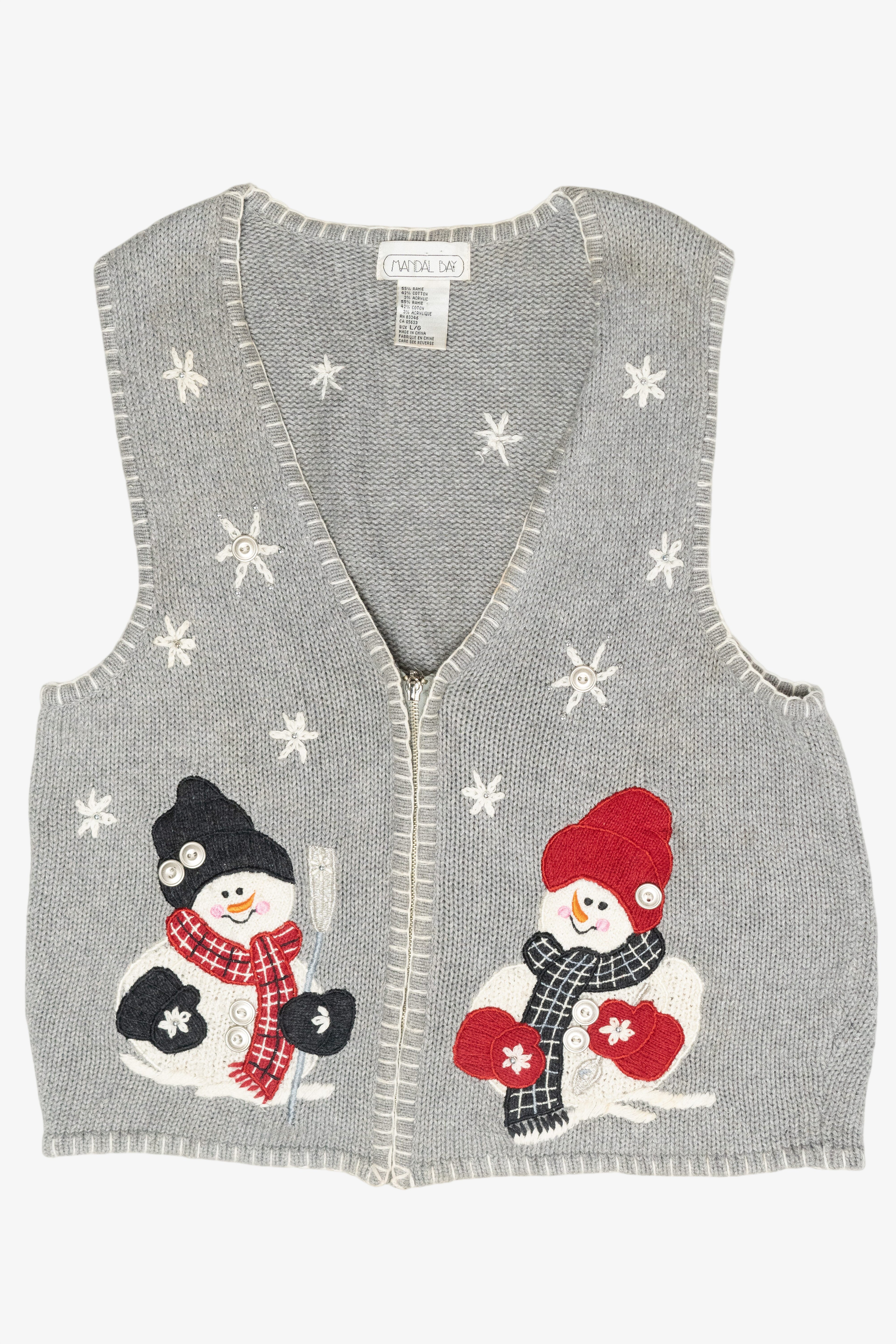 Cozy Snowmen Vintage Ugly Christmas Sweater Vest (1990s)