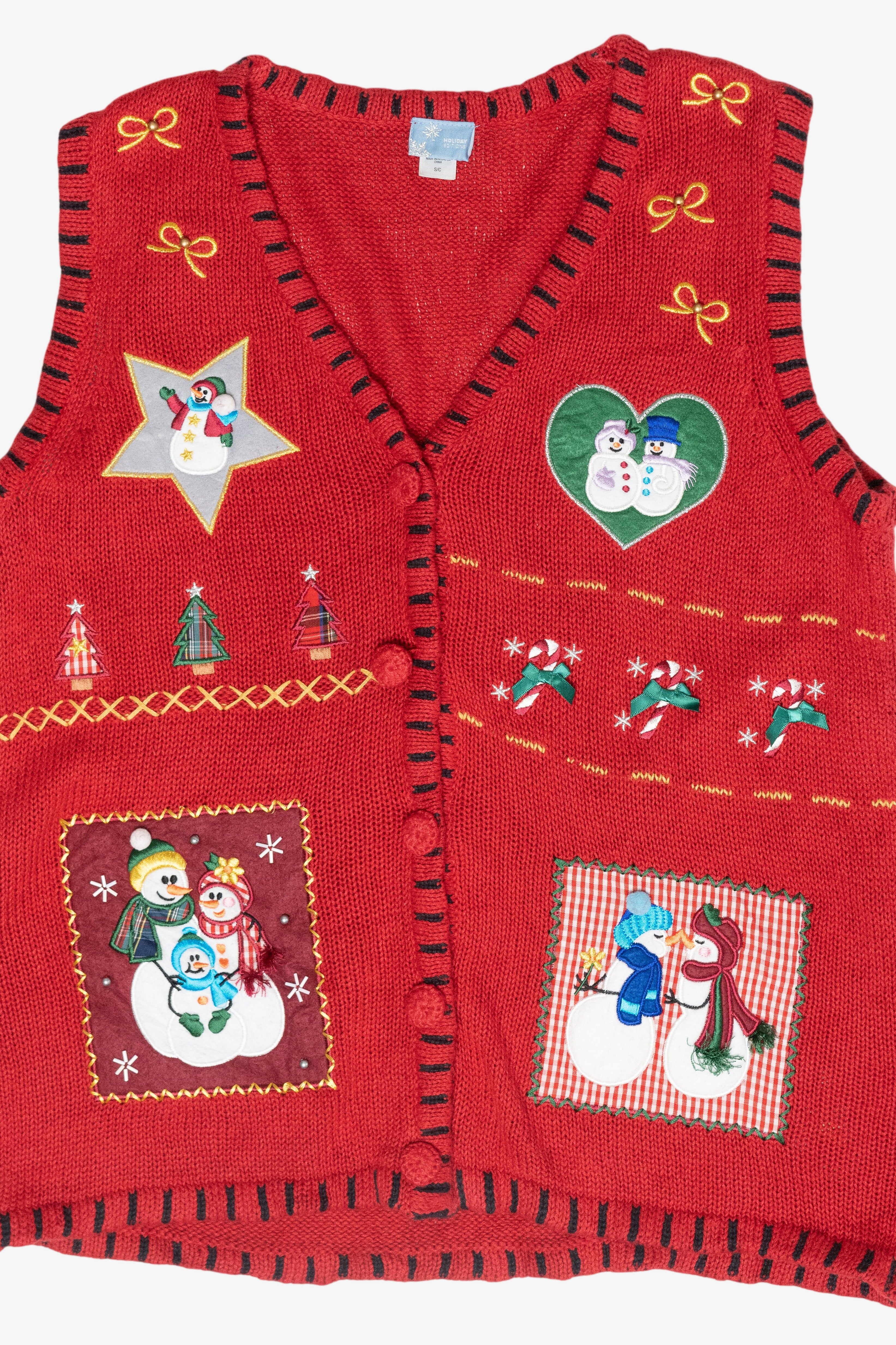 Snowmen Family Vintage Ugly Christmas Sweater Vest (2000s)