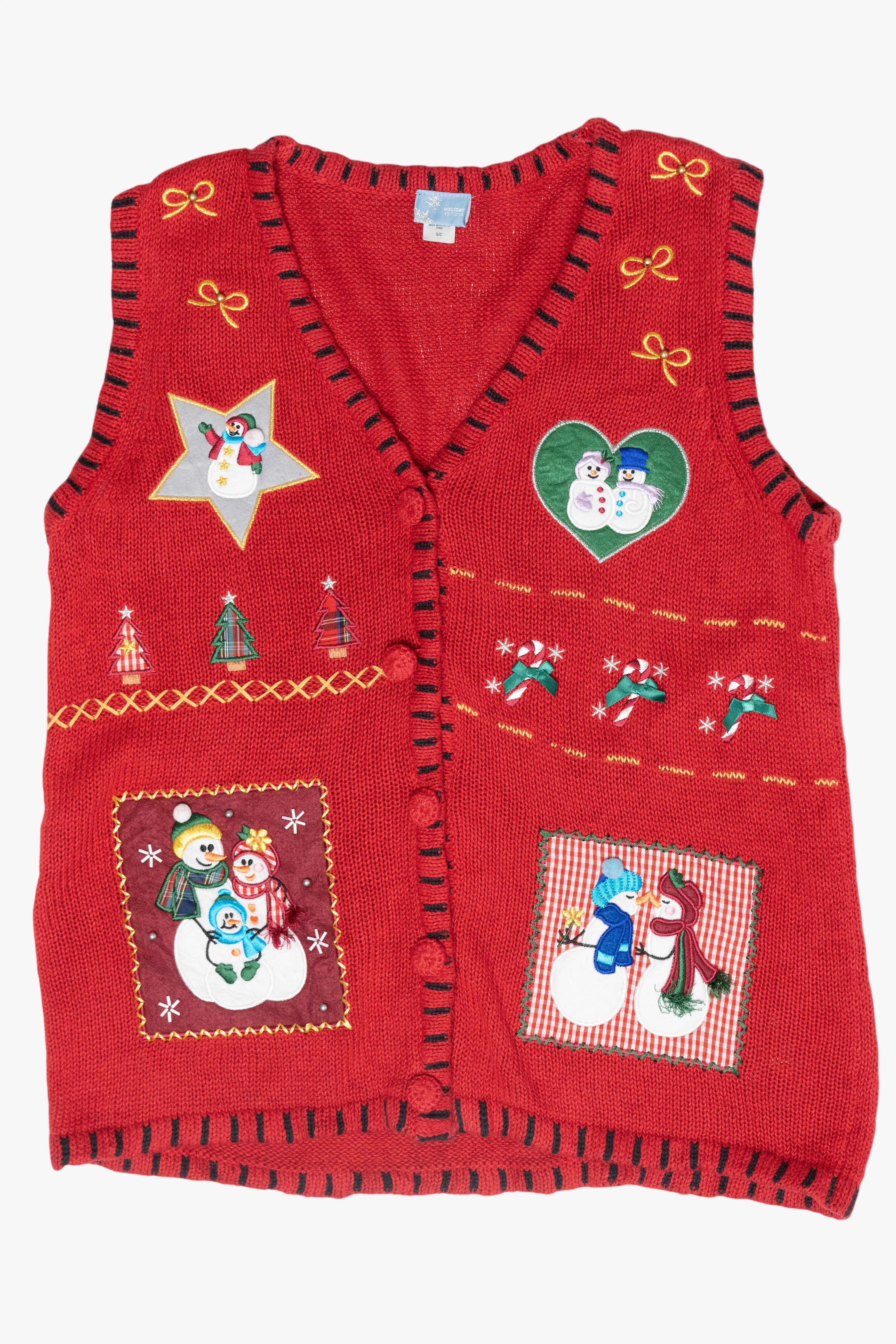 Snowmen Family Vintage Ugly Christmas Sweater Vest (2000s)