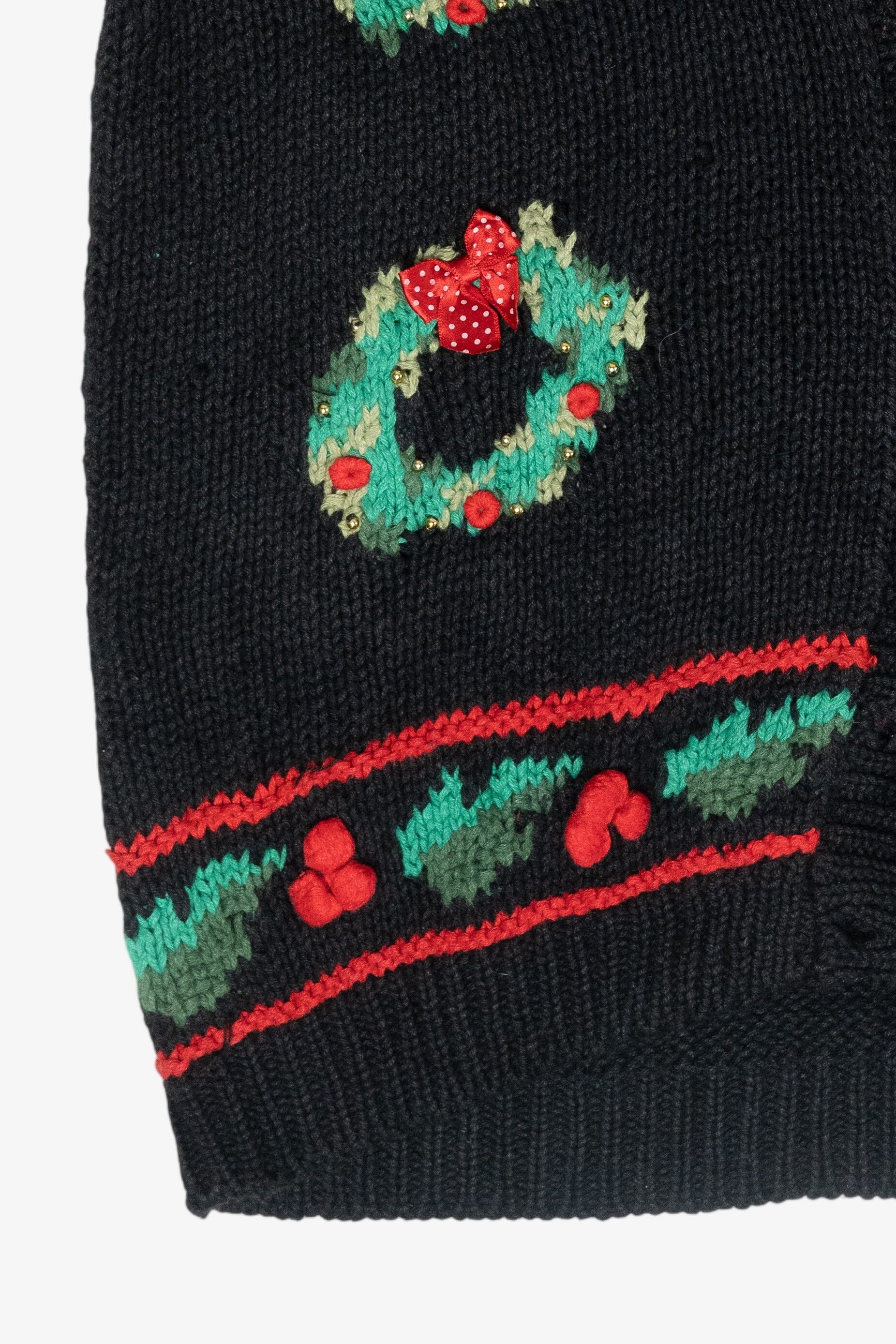Wreaths Hand Knit Vintage Ugly Christmas Sweater Vest (1990s)