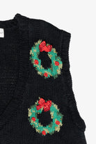 Wreaths Hand Knit Vintage Ugly Christmas Sweater Vest (1990s)