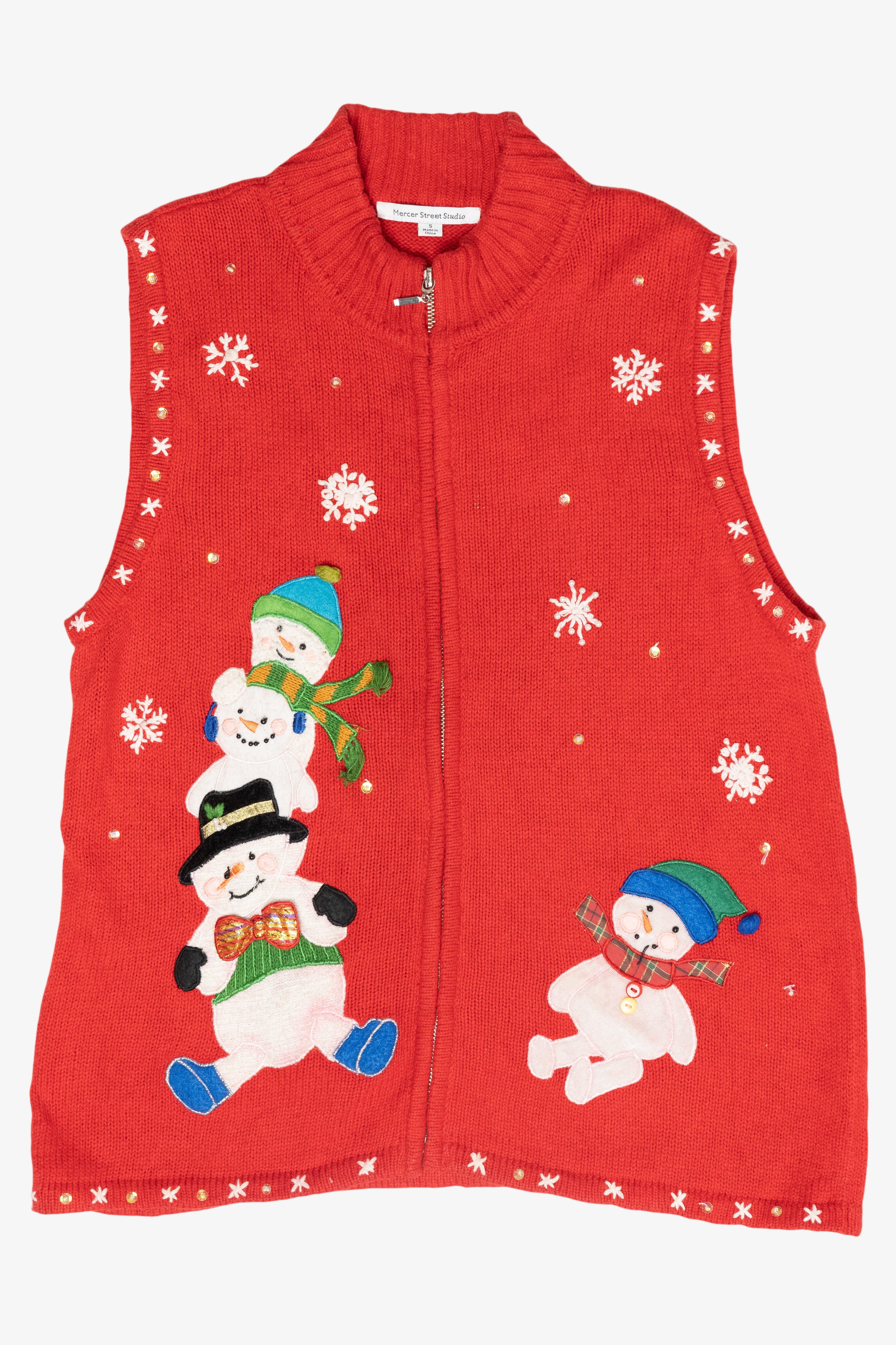 Silly Snowmen Vintage Ugly Christmas Sweater Vest (2000s)