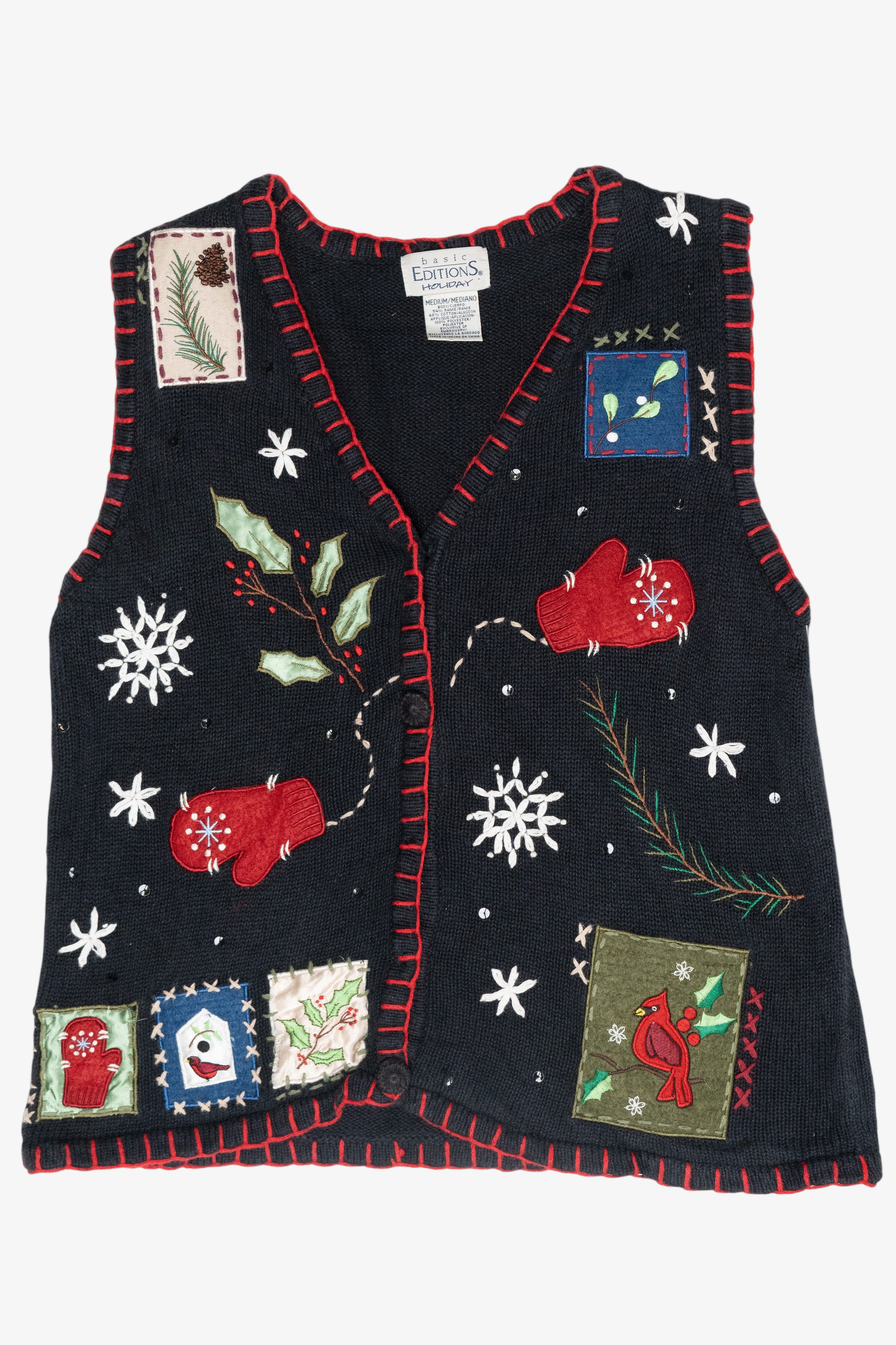 Cozy Cardinals Vintage Ugly Christmas Sweater Vest (1990s)