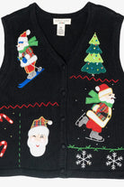 Skiing Santa Vintage Ugly Christmas Sweater Vest (1990s)