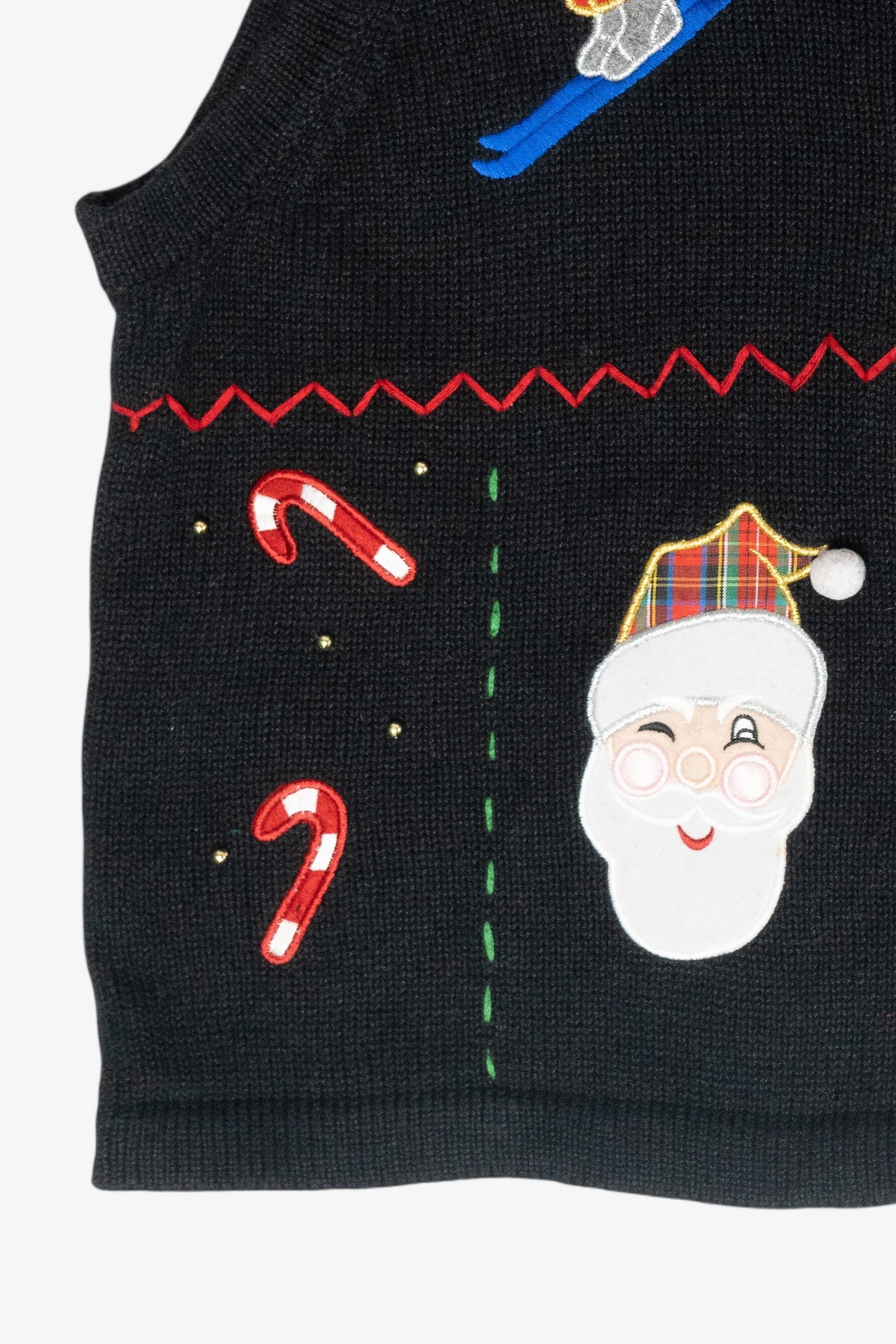 Skiing Santa Vintage Ugly Christmas Sweater Vest (1990s)