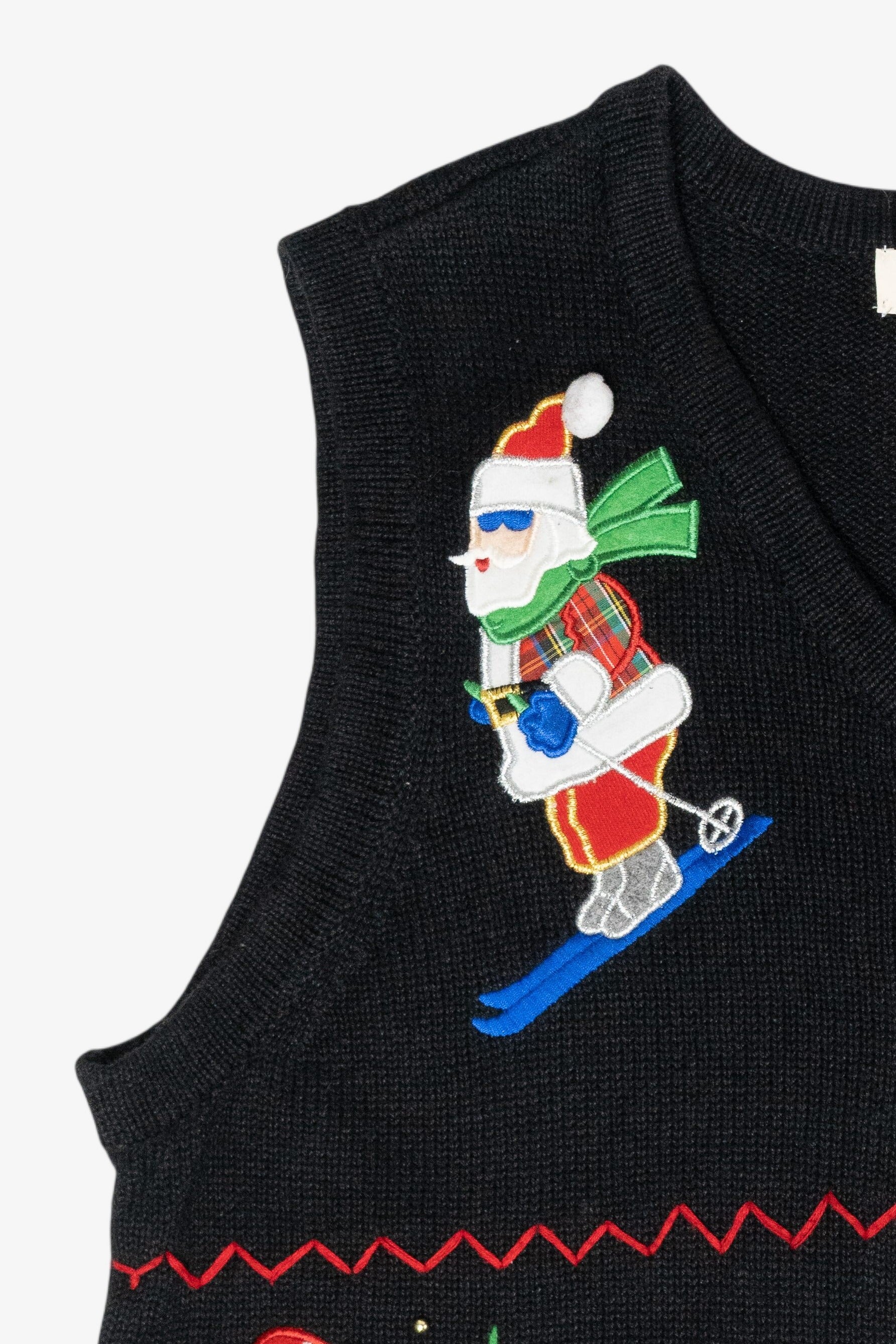 Skiing Santa Vintage Ugly Christmas Sweater Vest (1990s)
