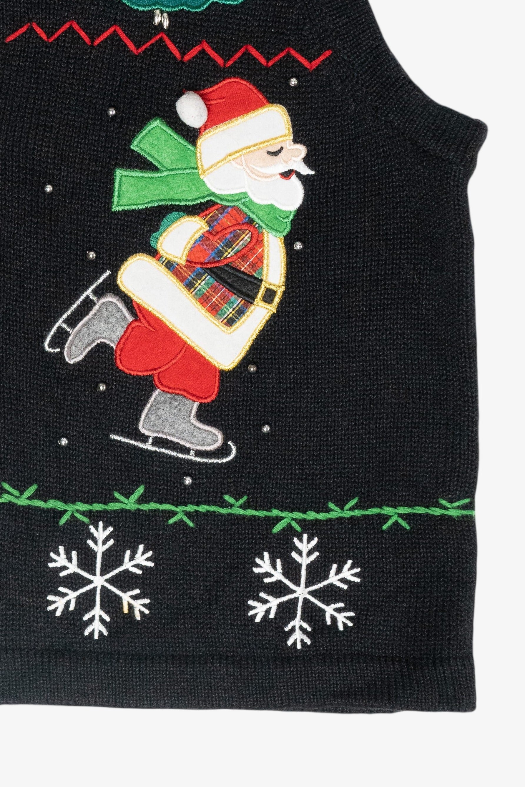 Skiing Santa Vintage Ugly Christmas Sweater Vest (1990s)