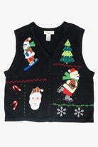 Skiing Santa Vintage Ugly Christmas Sweater Vest (1990s)