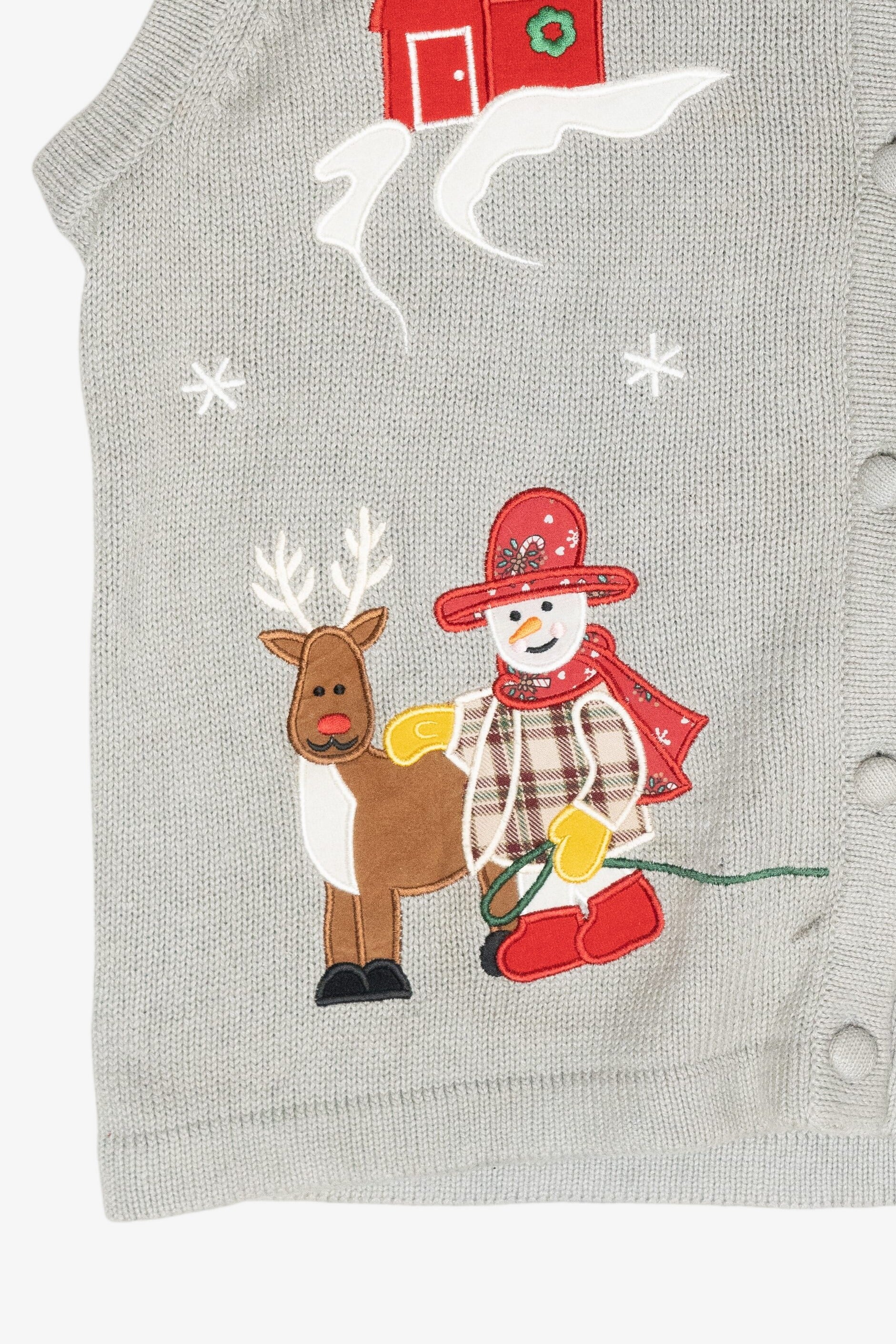 Snowmen Farmers Vintage Ugly Christmas Sweater Vest (1990s)
