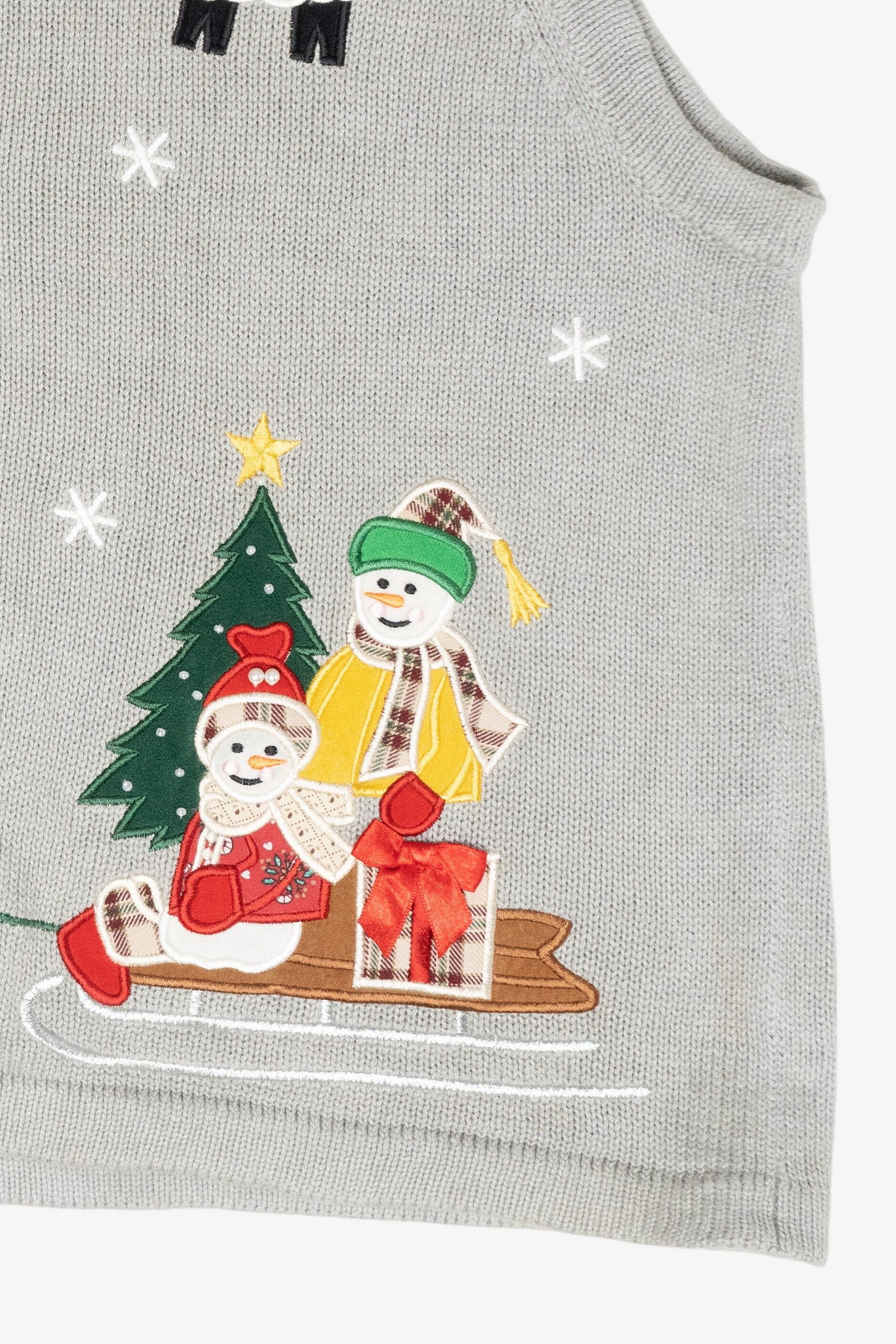 Snowmen Farmers Vintage Ugly Christmas Sweater Vest (1990s)