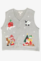 Snowmen Farmers Vintage Ugly Christmas Sweater Vest (1990s)