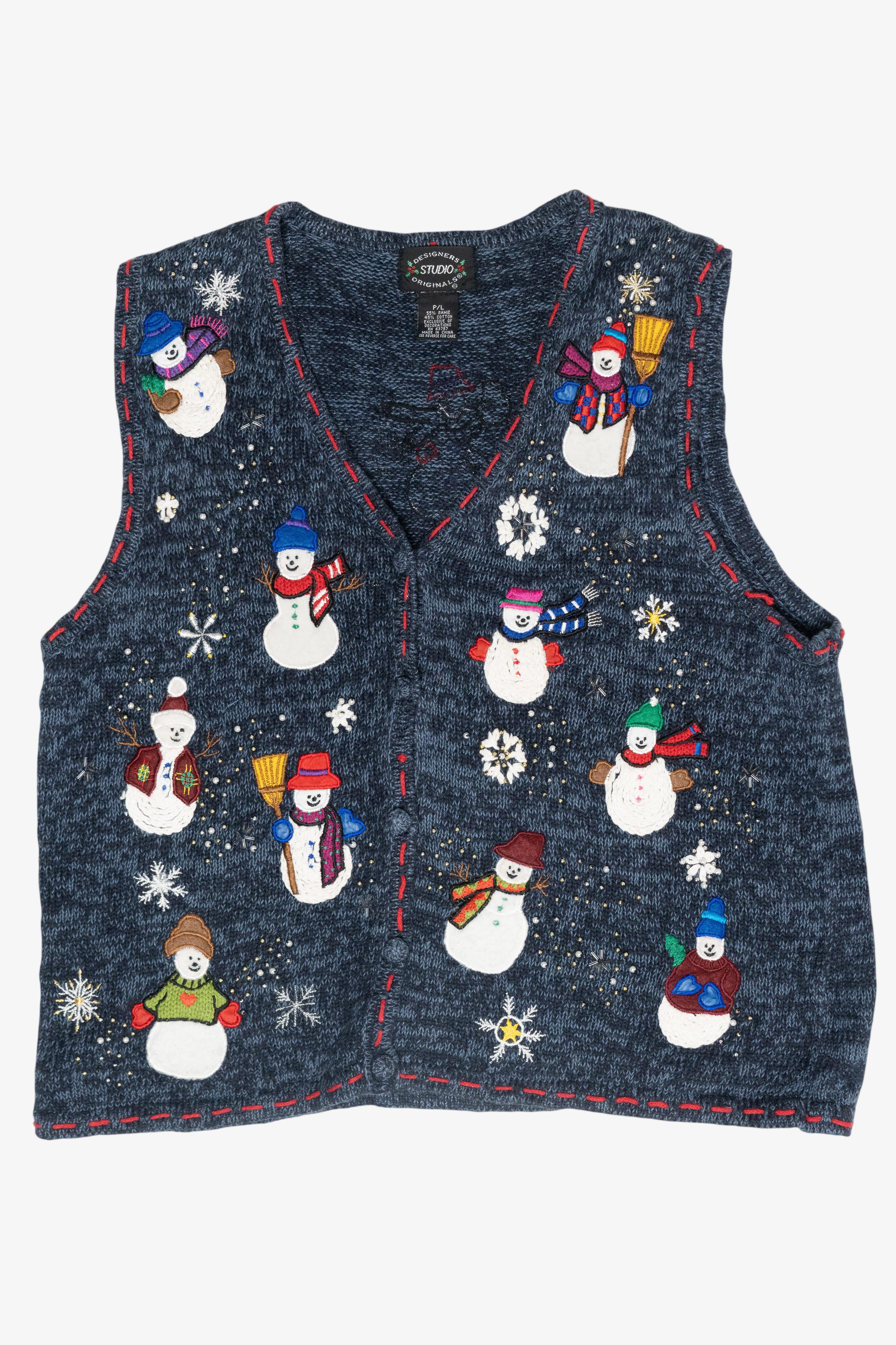 Snowman Friends Vintage Ugly Christmas Sweater Vest (1990s)