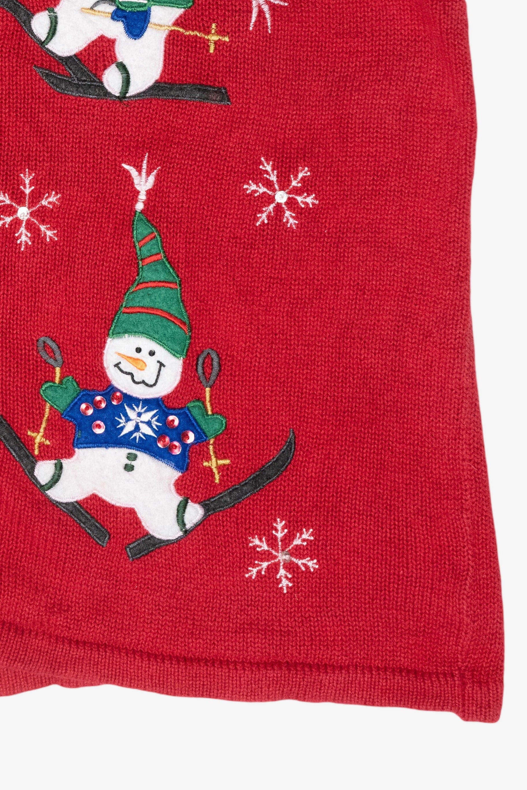Skiing Snowmen Vintage Ugly Christmas Sweater Vest (1990s)