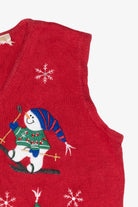 Skiing Snowmen Vintage Ugly Christmas Sweater Vest (1990s)