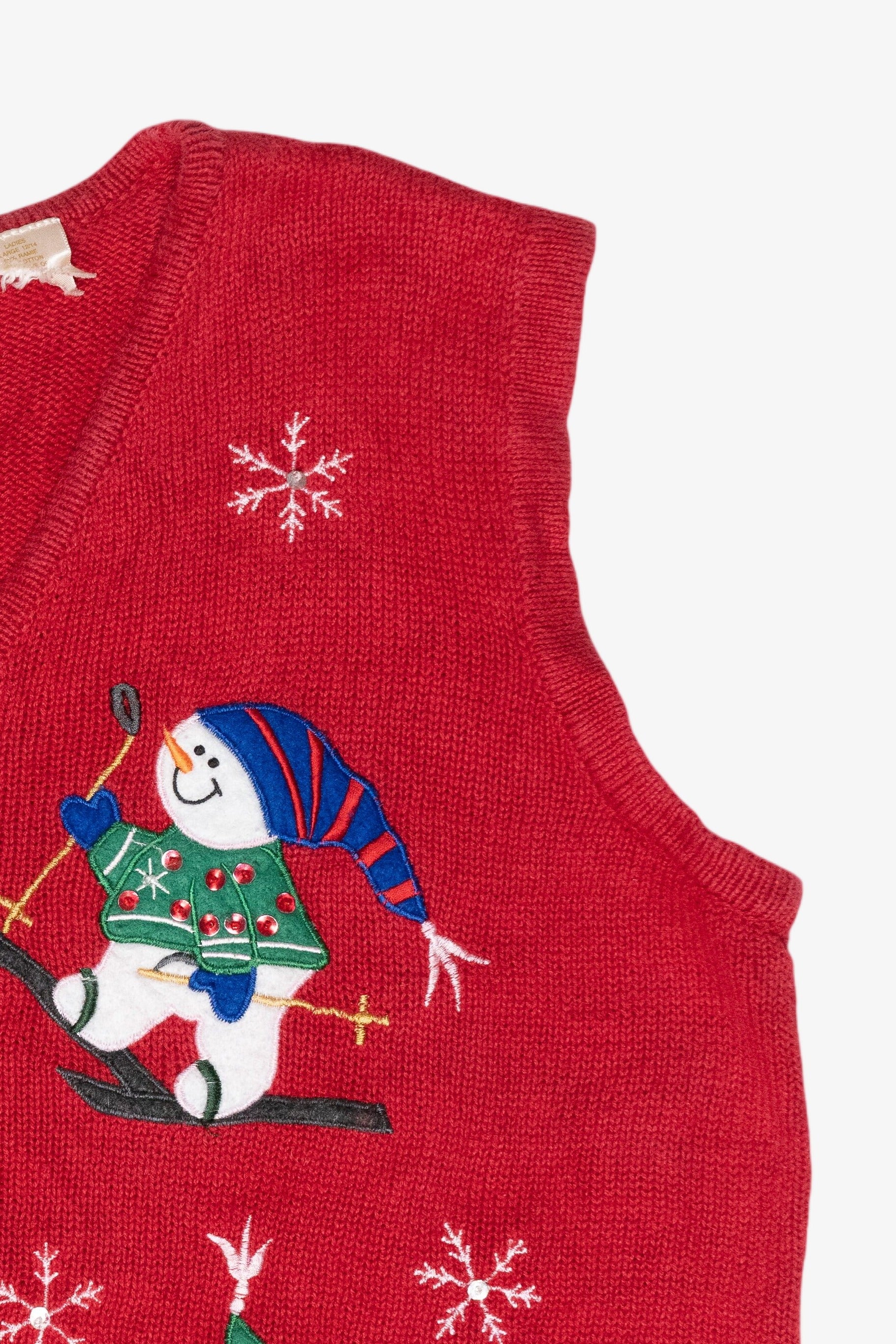 Skiing Snowmen Vintage Ugly Christmas Sweater Vest (1990s)