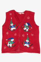 Skiing Snowmen Vintage Ugly Christmas Sweater Vest (1990s)