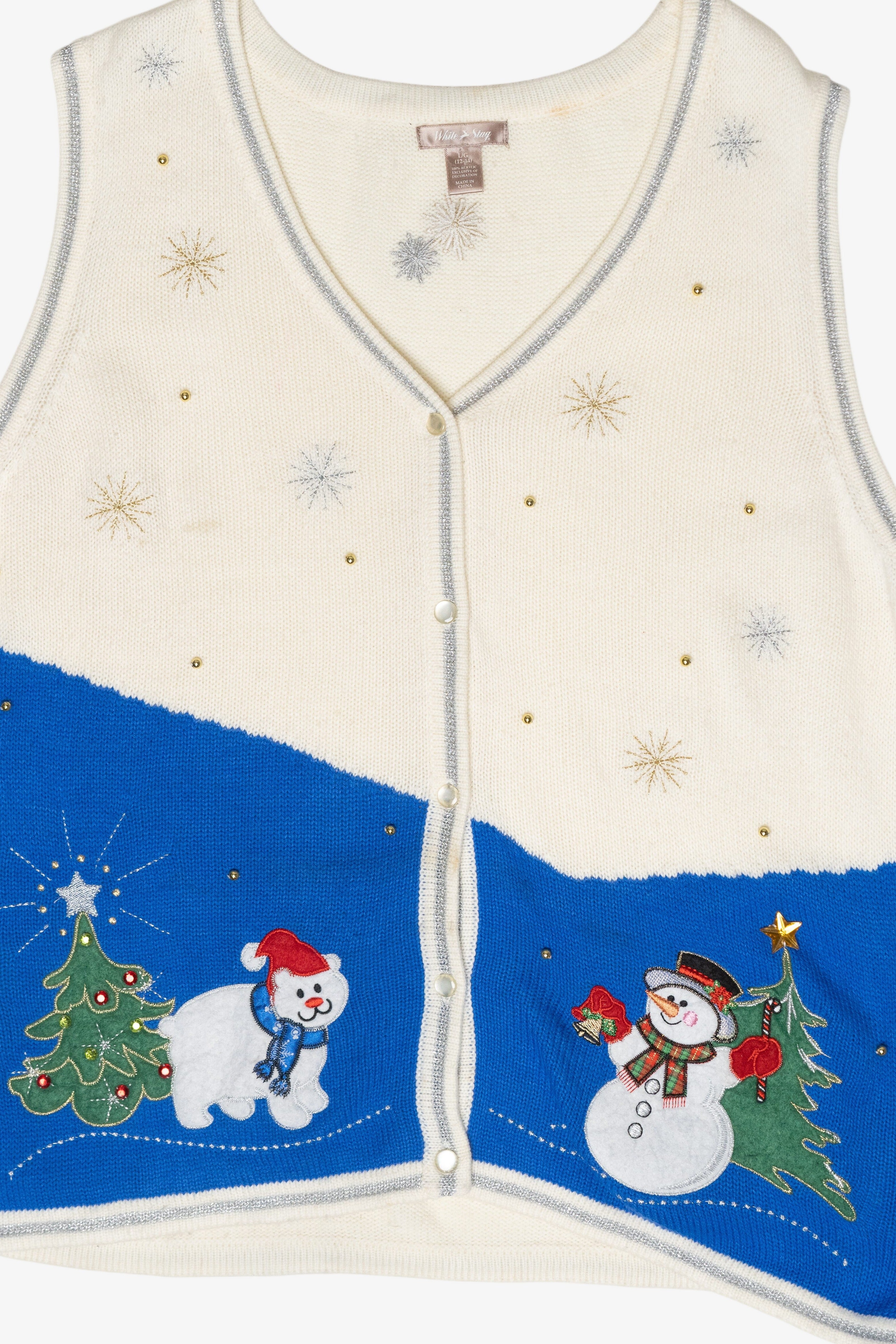 Jolly Polar Bear Vintage Ugly Christmas Sweater Vest (2000s)