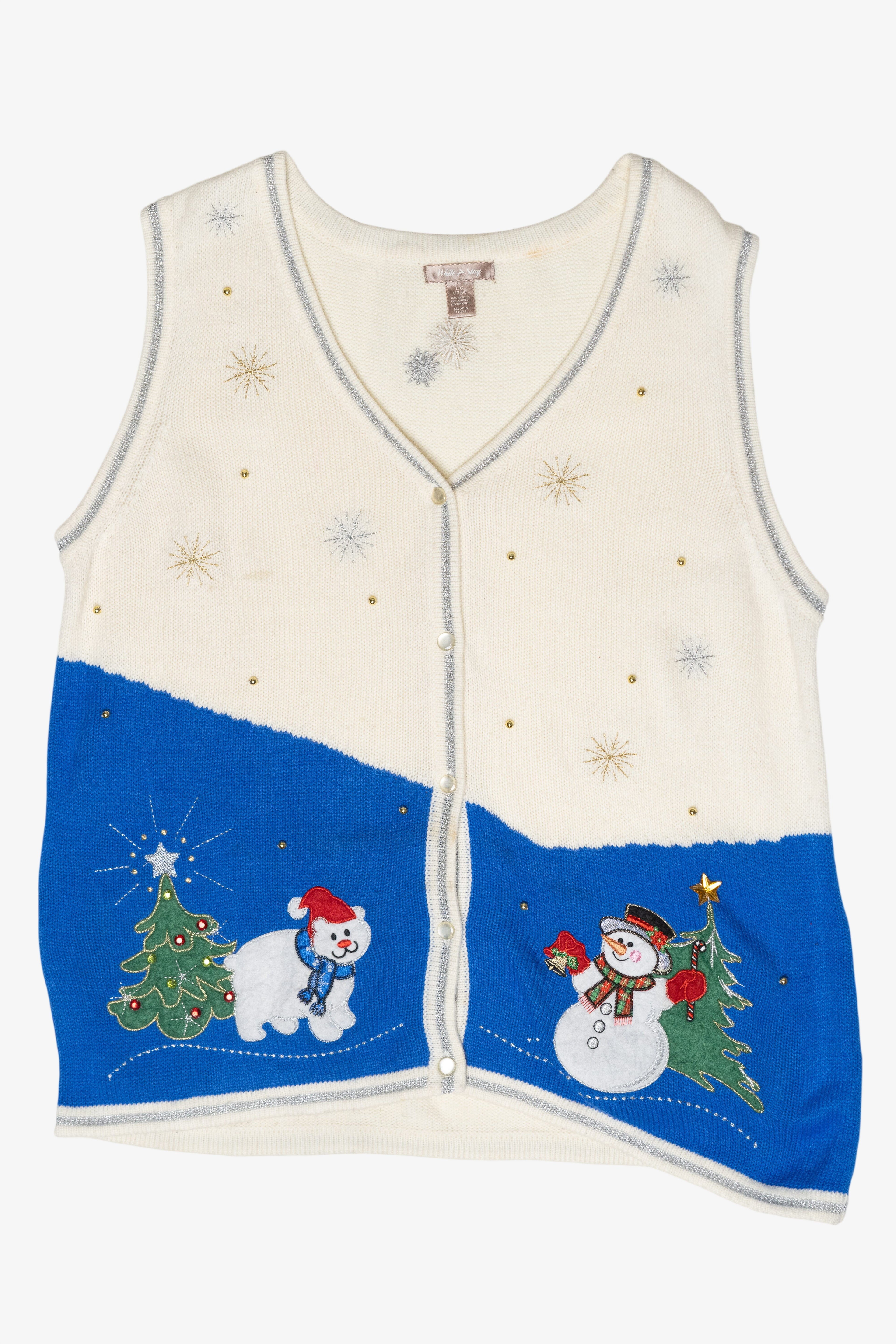 Jolly Polar Bear Vintage Ugly Christmas Sweater Vest (2000s)