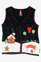 Gingerbread House Vintage Ugly Christmas Sweater Vest (2000s)