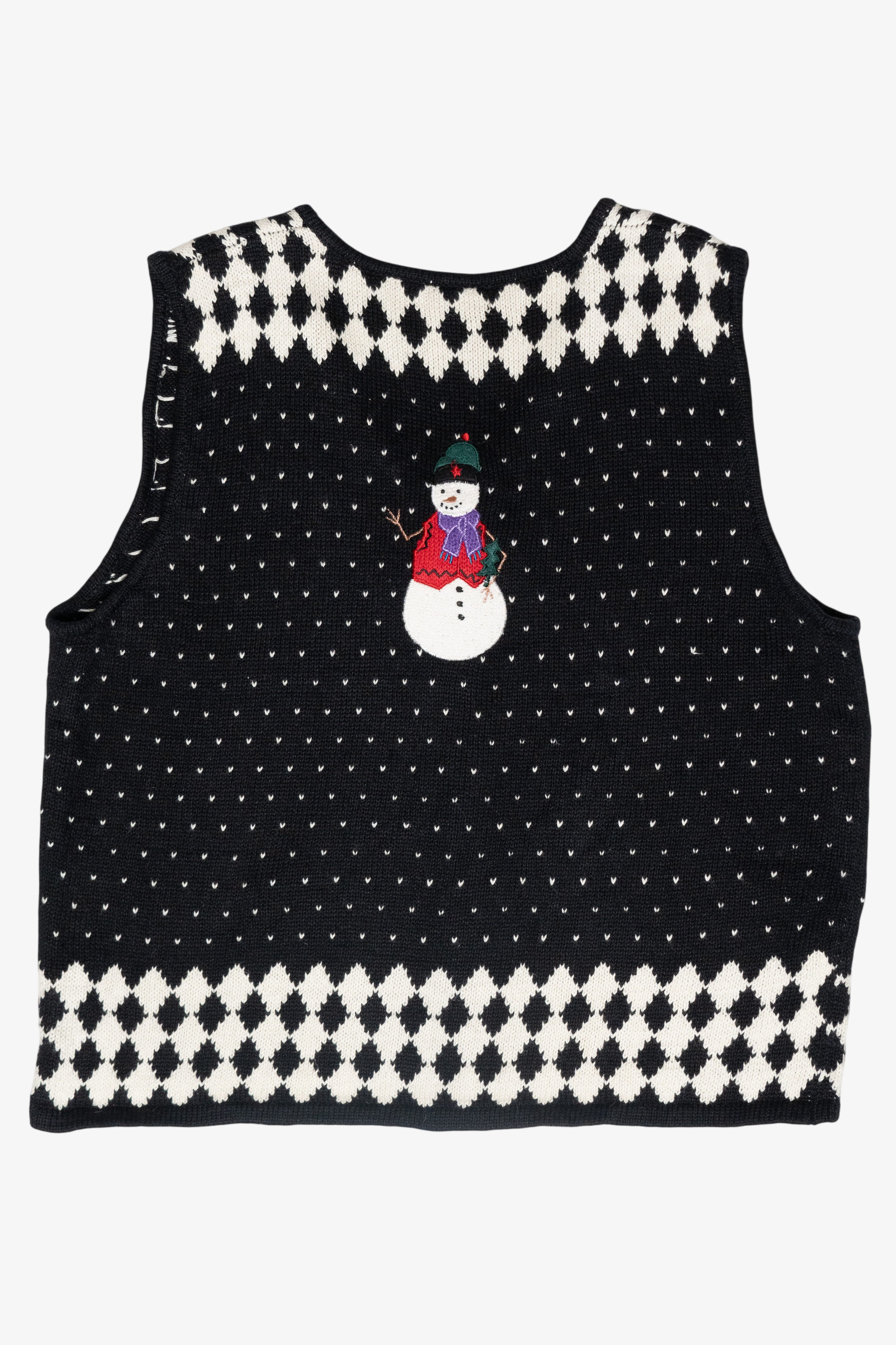 Snowmen Argyle Vintage Ugly Christmas Sweater Vest (2000s)