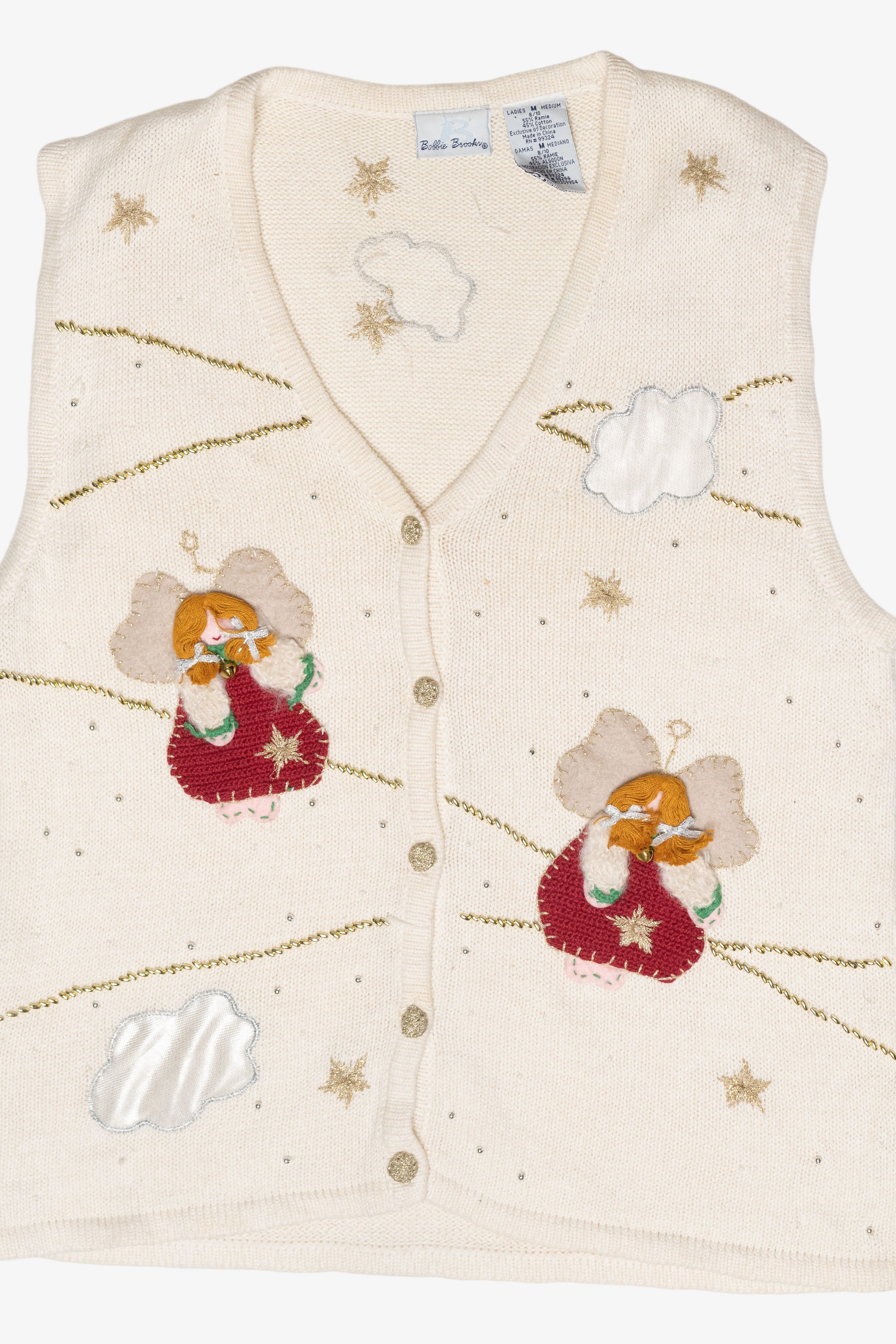 Angels Clouds Vintage Ugly Christmas Sweater Vest (1990s)