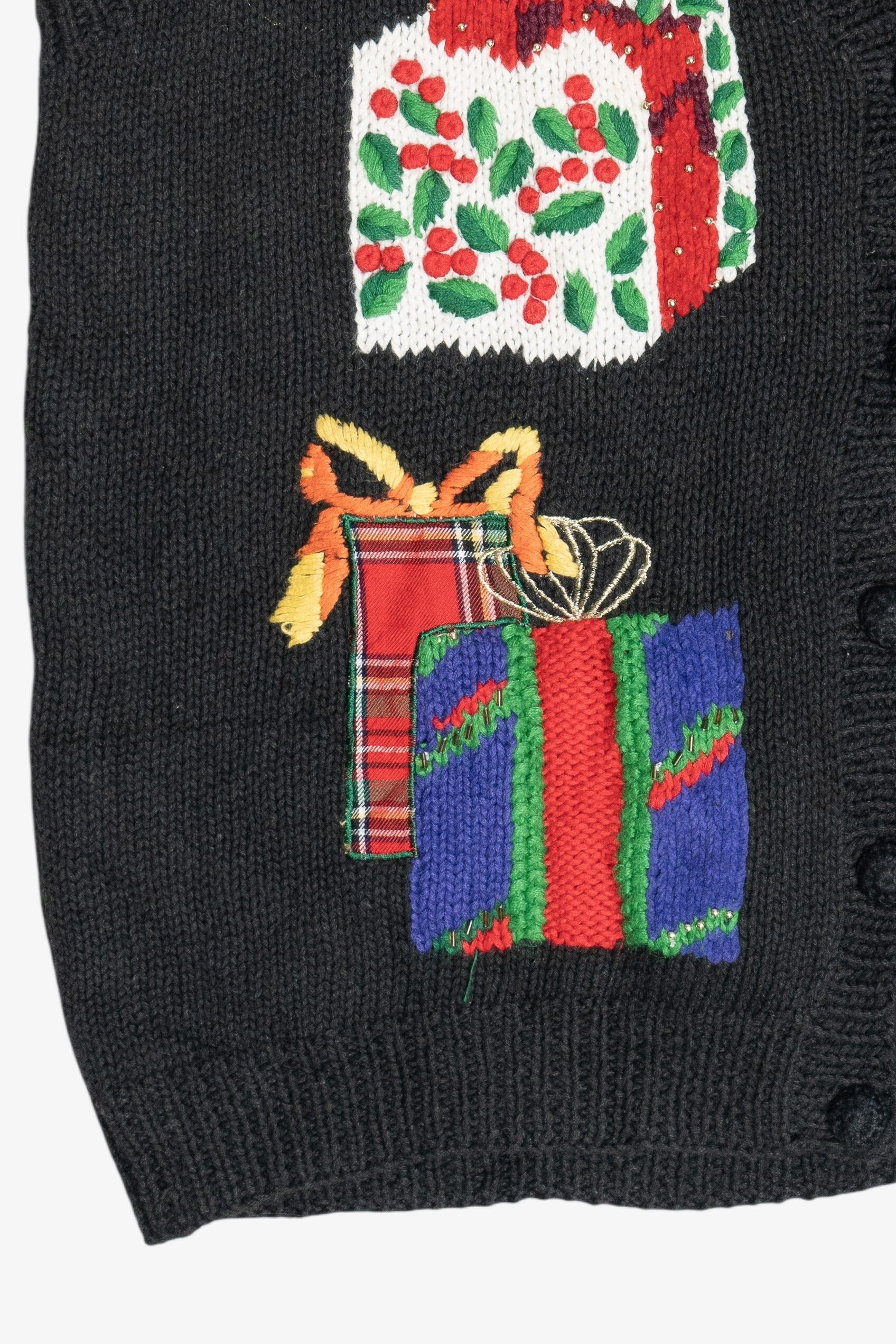 Vintage Hand Knit Presents Ugly Christmas Vest (1980s)