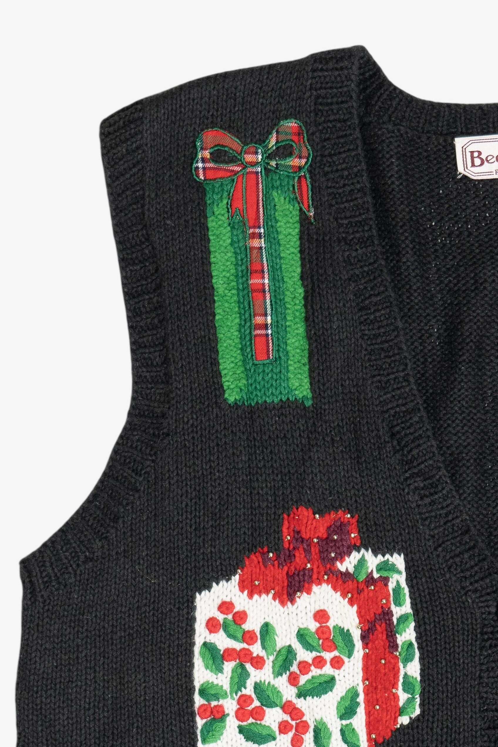 Vintage Hand Knit Presents Ugly Christmas Vest (1980s)