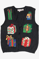 Vintage Hand Knit Presents Ugly Christmas Vest (1980s)