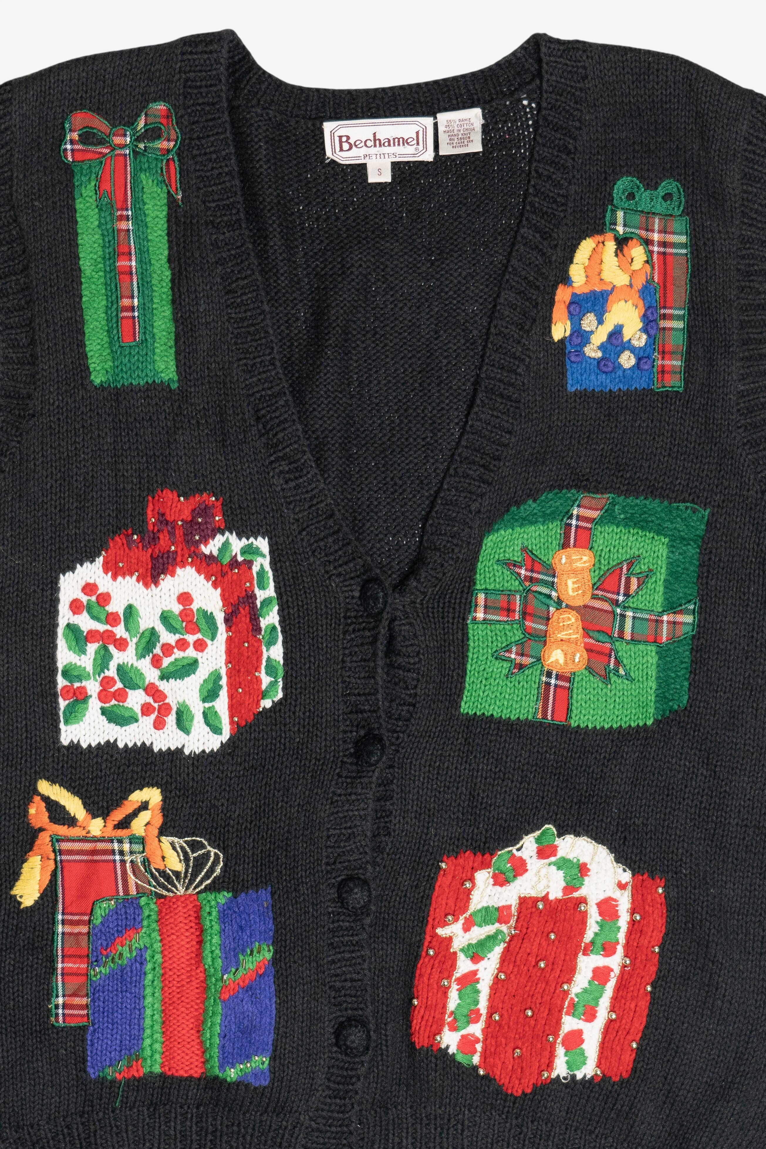 Vintage Hand Knit Presents Ugly Christmas Vest (1980s)